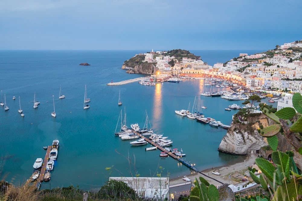 Ponza scenic view at blue hour.