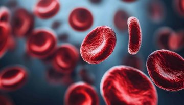 Microscopic view of detailed red blood cell patterns and structures in hemoglobin typing test results used for diagnosis and identification of thalassemia and other blood disorders
