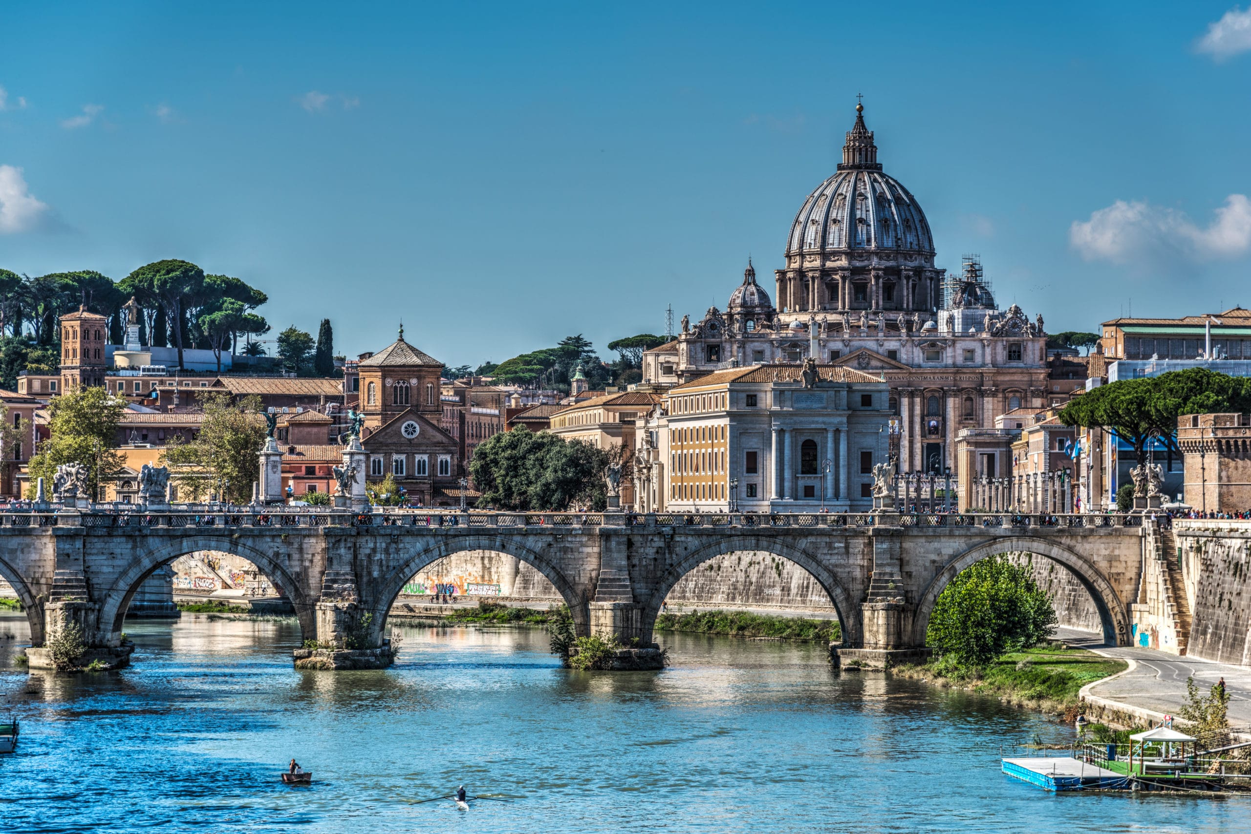 Saint Peter's dome seen from Tiber river