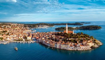 Beautiful Rovinj - aerial view panorama taken by a professional