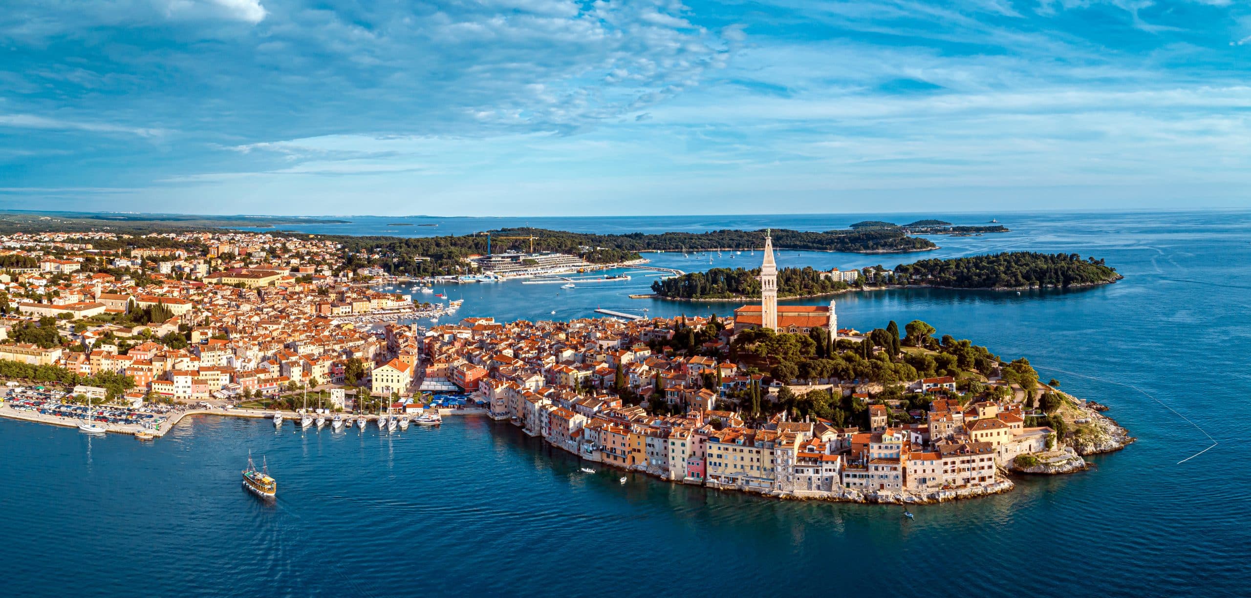Beautiful Rovinj - aerial view panorama taken by a professional