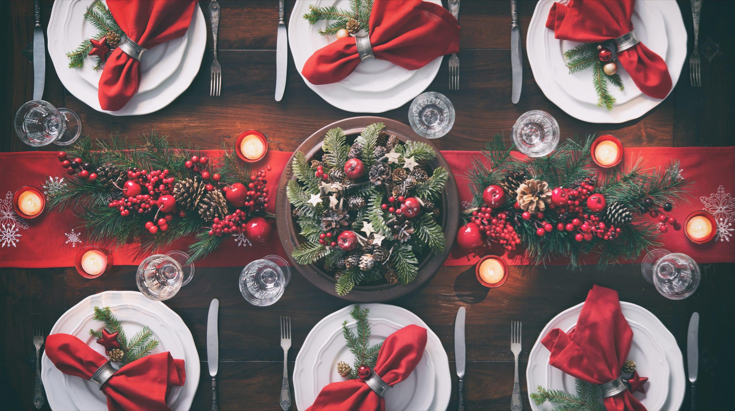 Christmas holidays table setting concept