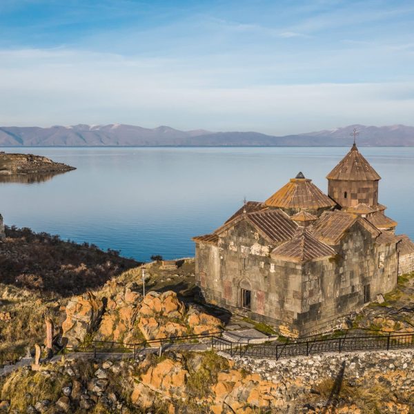 Aerial view of Hayravank Monastery in Armenia