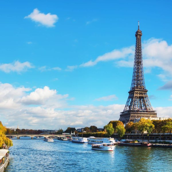 Cityscape of Paris with the Eiffel tower on a sunny day