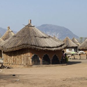 Small village of thatched huts in South Sudan