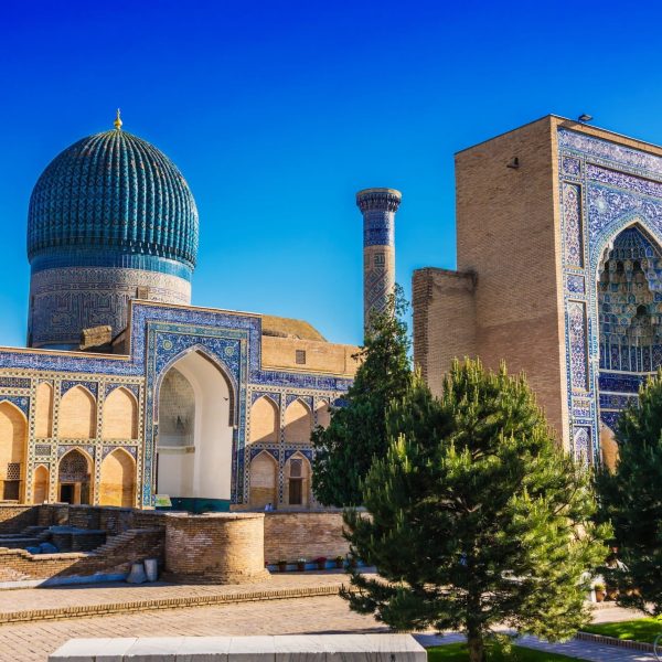 Gur-e-Amir or Guri Amir (Tomb of the King), a mausoleum of the Asian conqueror Timur in Samarkand, Uzbekistan.