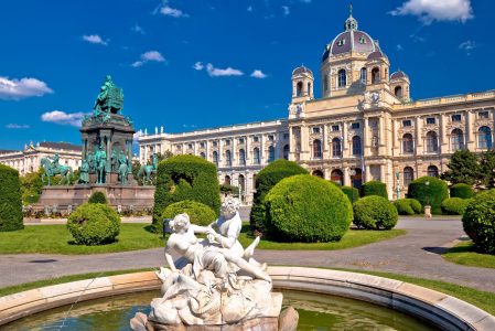 Maria Theresien Platz square in Vienna architecture and nature view