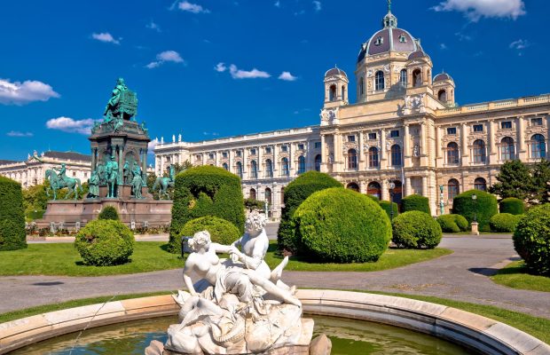 Maria Theresien Platz square in Vienna architecture and nature view