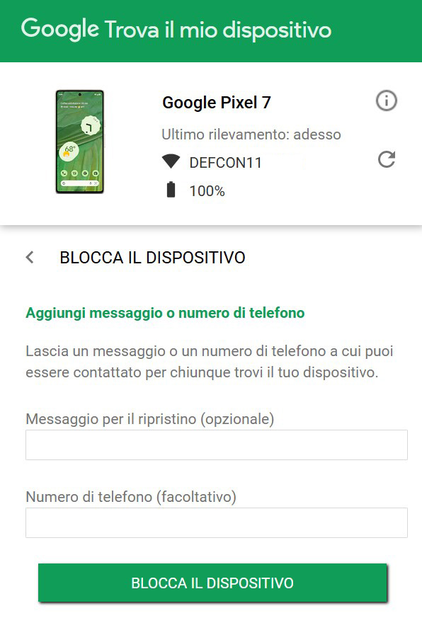 google-blocca il dispositivo
